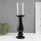 Подсвечник керамика, стекло на 1 свечу "Аванти" d=8 см чёрный 10х10х40,5 см - фото 321631253