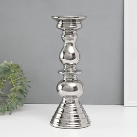 Подсвечник керамика на 1 свечу "Элегант" d=1,5 см серебро 12х12х31,5 см