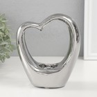 Подсвечник керамика на 1 свечу "Сердце" d=4 см серебро 14,5х6х17 см - фото 321631289