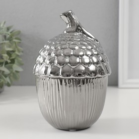 Шкатулка керамика "Жёлудь" серебро 12х12х18 см