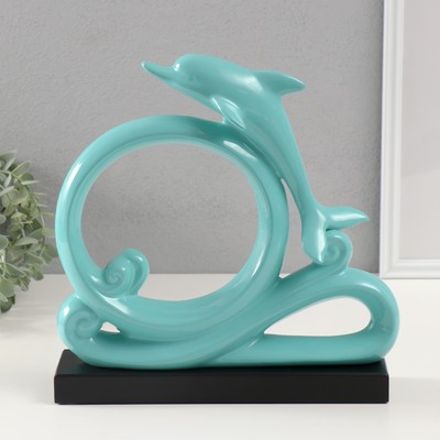 Сувенир керамика "Дельфин на волнах" бирюзовый 7,5х27,5х27 см