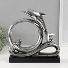 Сувенир керамика "Дельфин на волнах" серебро 7,5х27,5х27 см - фото 321631355