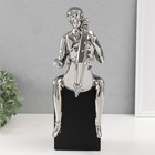 Сувенир керамика "Мальчик с виолончелью" серебро 11,5х12х34 см - фото 321631359
