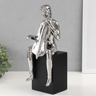 Сувенир керамика "Мальчик с виолончелью" серебро 11,5х12х34 см - Фото 4