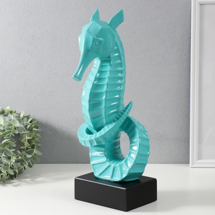 Сувенир керамика "Морской конек" бирюзовый 15х12,5х42,5 см - Фото 1