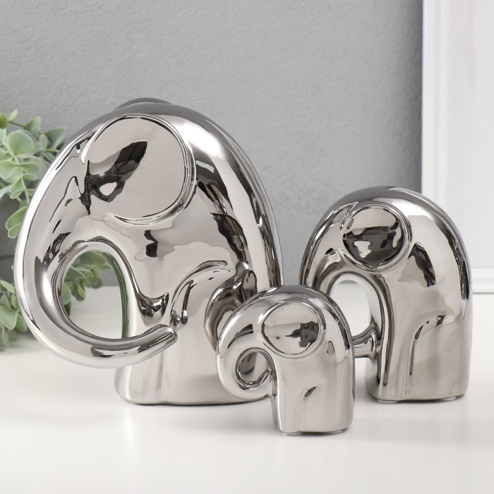 Набор фигурок керамика «Семья», серебро, 3 шт.