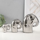 Сувенир керамика "Семья" серебро, набор 3 шт 11х16,5х19 см, 11,5х6х13,5 см, 4,5х7,5х8 см - Фото 5