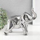 Сувенир керамика "Геометрия. Слон" серебро 11х26х18 см - фото 321631452