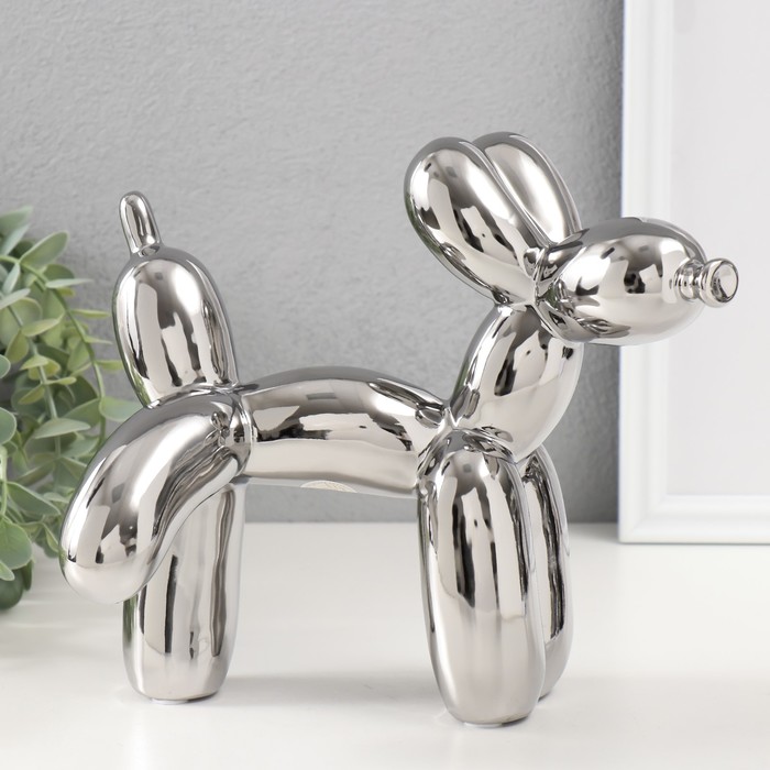 Сувенир керамика "Воздушный шарик - писающая собачка" серебро 10,5х23х20 см