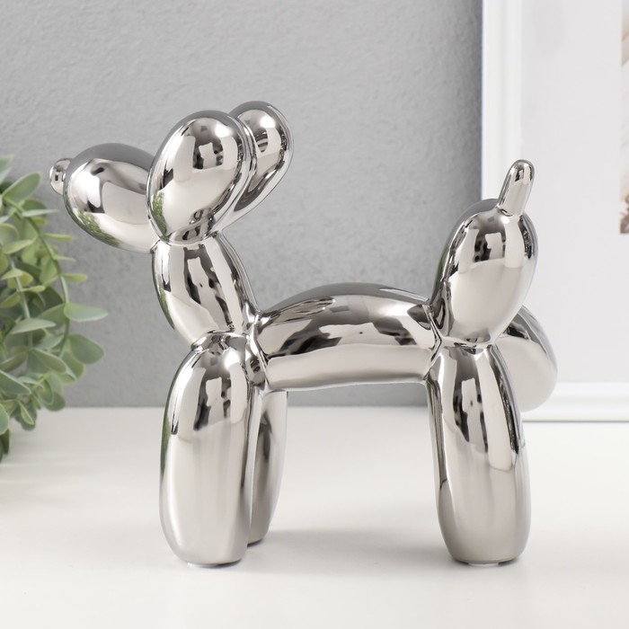 Сувенир керамика "Воздушный шарик - писающая собачка" серебро 10,5х23х20 см