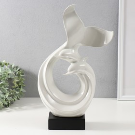 Сувенир керамика "Абстракция. Морские дельфины" белый 9х18х40 см