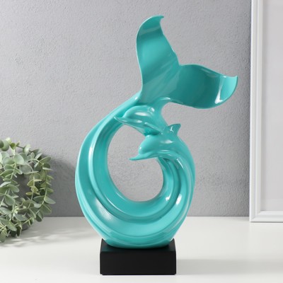 Сувенир керамика "Абстракция. Морские дельфины" бирюзовый 9х18х40 см