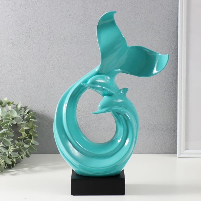 Сувенир керамика "Абстракция. Морские дельфины" бирюзовый 9х18х40 см - Фото 1