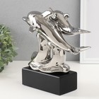 Сувенир керамика "Дельфины на волнах" серебро 7,3х22х23 см - Фото 3