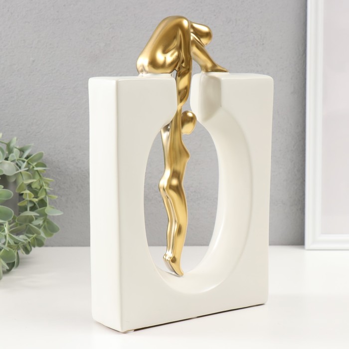 Сувенир керамика "Поддержка близкого" белый с золотом 5х17,5х28 см