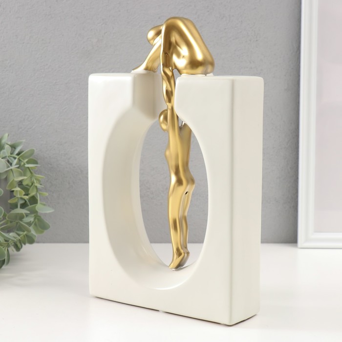 Сувенир керамика "Поддержка близкого" белый с золотом 5х17,5х28 см