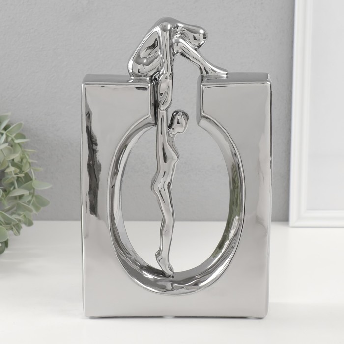 Фигурка керамика «Поддержка близкого», серебро, 5×17.5×28 см