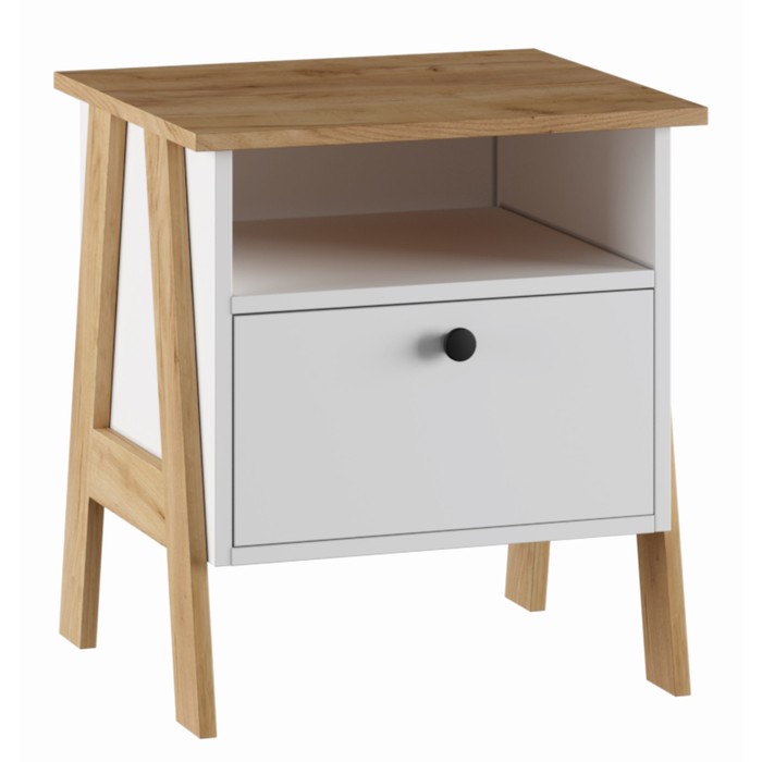 Тумба прикроватная «Теодора», 480×421×500 мм, цвет белый, крафт золотой - Фото 1