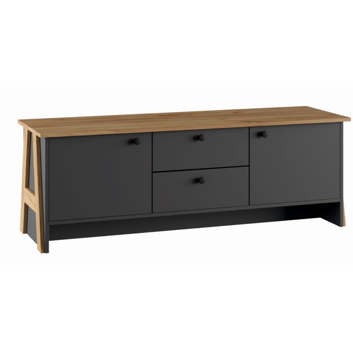 Тумба под ТВ «Теодора», 1440×421×500 мм, цвет графит/крафт золотой - Фото 1