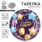 Одноразовая посуда: тарелка бумажная «С днём рождения» гирлянда с шарами, 23 см - фото 321631644