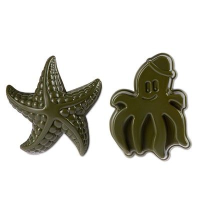 Набор игрушек для песочницы, 7 предметов: грузовик, лопатка, грабли, 4 формочки, хаки-коричневый