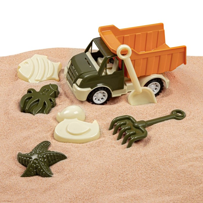 Песочный набор, с грузовиком, хаки-коричневый - фото 1908195070
