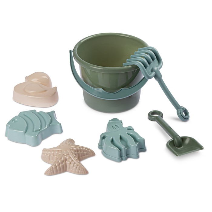 Набор игрушек для песочницы, 7 предметов: ведро, лопатка, грабли, 4 формочки - Фото 1