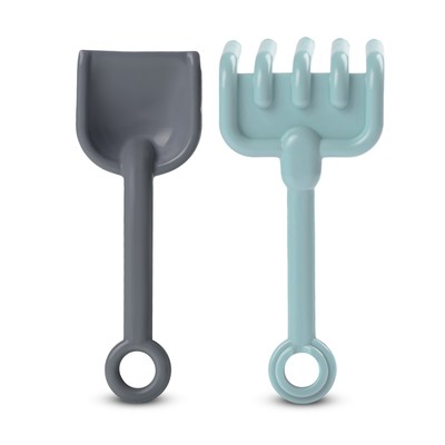 Набор игрушек для песочницы, 7 предметов: ведро, лопатка, грабли, 4 формочки