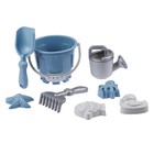 Набор игрушек для песочницы, 8 предметов: ведро 1.2 л, лопатка, грабли, 4 формочки, лейка, бледно голубой - Фото 1