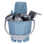 Набор игрушек для песочницы, 8 предметов: ведро 1.2 л, лопатка, грабли, 4 формочки, лейка, бледно голубой - Фото 2