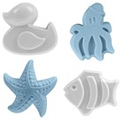 Набор игрушек для песочницы, 8 предметов: ведро 1.2 л, лопатка, грабли, 4 формочки, лейка, бледно голубой - Фото 6