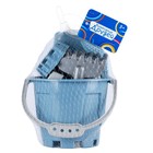 Набор игрушек для песочницы, 8 предметов: ведро 1.2 л, лопатка, грабли, 4 формочки, лейка, бледно голубой - Фото 7