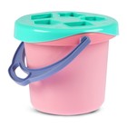 Набор игрушек для песочницы — сортер, 10 предметов: ведро, лопатка, грабли, формочка, 5 фигур, бирюзово-розовый - Фото 2