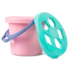 Набор игрушек для песочницы — сортер, 10 предметов: ведро, лопатка, грабли, формочка, 5 фигур, бирюзово-розовый - Фото 3