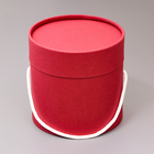 Подарочная коробка, круглая, бордовая,с шнурком, 12 х 12 см - фото 321614945