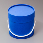 Подарочная коробка, круглая, синяя,с шнурком, 12 х 12 см - фото 321614948