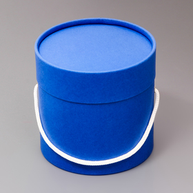 Подарочная коробка, круглая, синяя,с шнурком, 12 х 12 см