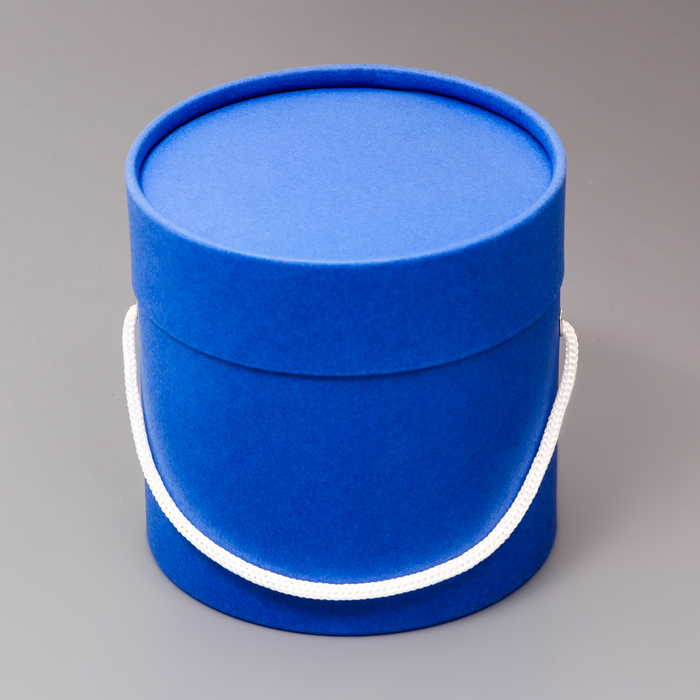 Подарочная коробка, круглая, синяя,с шнурком, 12 х 12 см - Фото 1