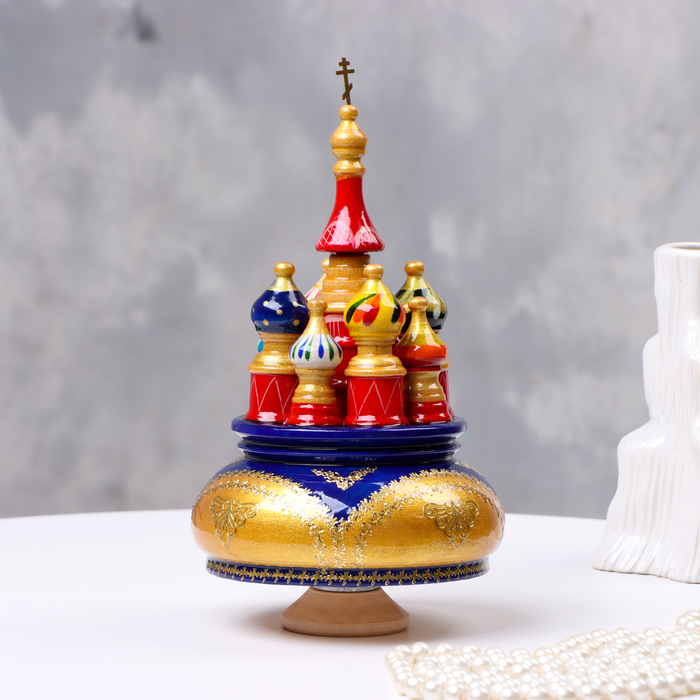 Сувенир музыкальный "Храм" №1, сине-золотой, ручная роспись - фото 1909663601