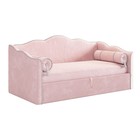 Кровать с подъемным механизмом Лея (Софа) 90х200 см, нежно-розовый (велюр)/галька (велюр) - фото 110347113