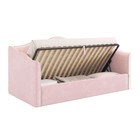 Кровать с подъемным механизмом Лея (Софа) 90х200 см, нежно-розовый (велюр)/галька (велюр) - Фото 3