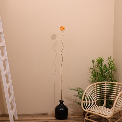 Сухоцвет на бамбуковом стебле, 150 см, оранжевый