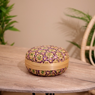 Шкатулка с крышкой плетёная, 20×20×11 см, бамбук