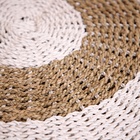 Коврик на пол круглый натуральный плетёный «Диск», из водорослей, 60 см, белый - Фото 3