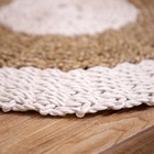 Коврик на пол круглый натуральный плетёный «Диск», из водорослей, 60 см, белый - Фото 4