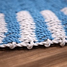 Ковёр на пол круглый натуральный плетёный «Волна», из водорослей, 150 см, голубой - Фото 4