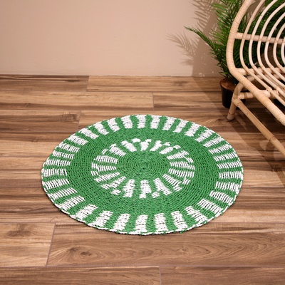 Ковёр на пол круглый пластиковый «Кольца», 80 см, пластик, зелёный