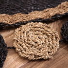 Ковёр круглый натуральный плетёный «Солнце» на пол, из водорослей, 120 см, чёрный - Фото 3