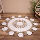 Ковёр круглый натуральный плетёный «Солнце» на пол, из водорослей, 120 см, белый - Фото 1