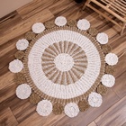 Ковёр круглый натуральный плетёный «Солнце» на пол, из водорослей, 120 см, белый - Фото 2